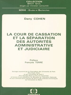 cover image of La Cour de cassation et la séparation des autorités administrative et judiciaire